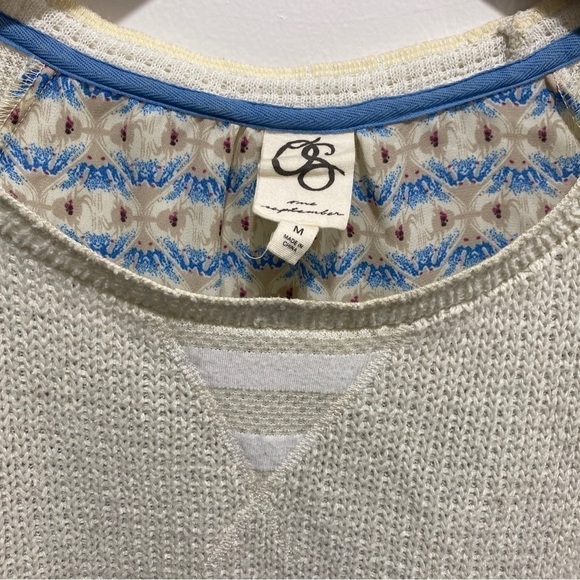 Anthropologie One September MILLA Pullover Sweater Size Medium Cream Blue 🌟 - Picture 3 of 7